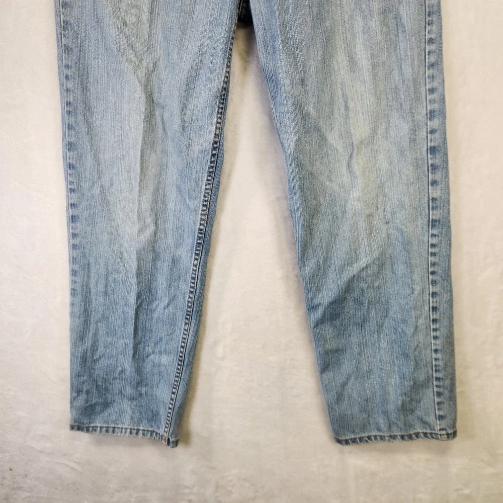 Lands End Mens Relaxed Fit Slightly Tapered Leg Light Wash‎ Denim Jeans 36x30
